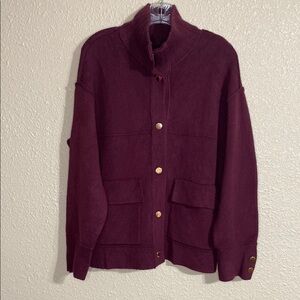 NWT Tahari Burgundy Snap Cardigan Sweater Jacket Size S